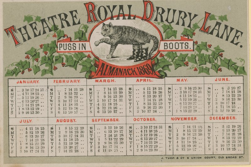 Almanack of 1869, Issued by the Theatre Royal Drury Lane by English School