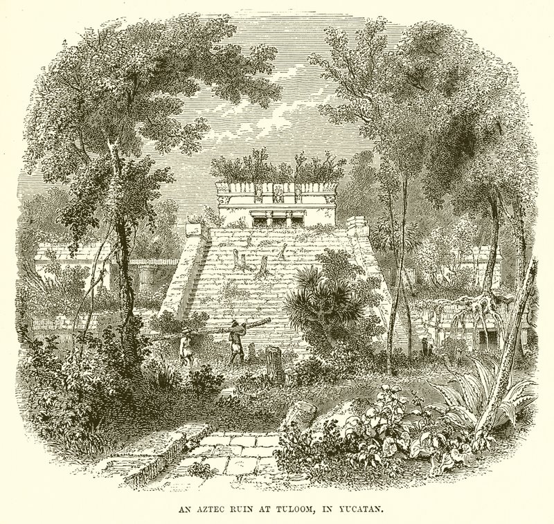 An Aztec ruin at Tuloom, in Yucatan by English School