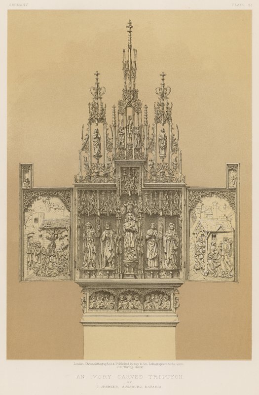 An Ivory Carved Triptych by English School