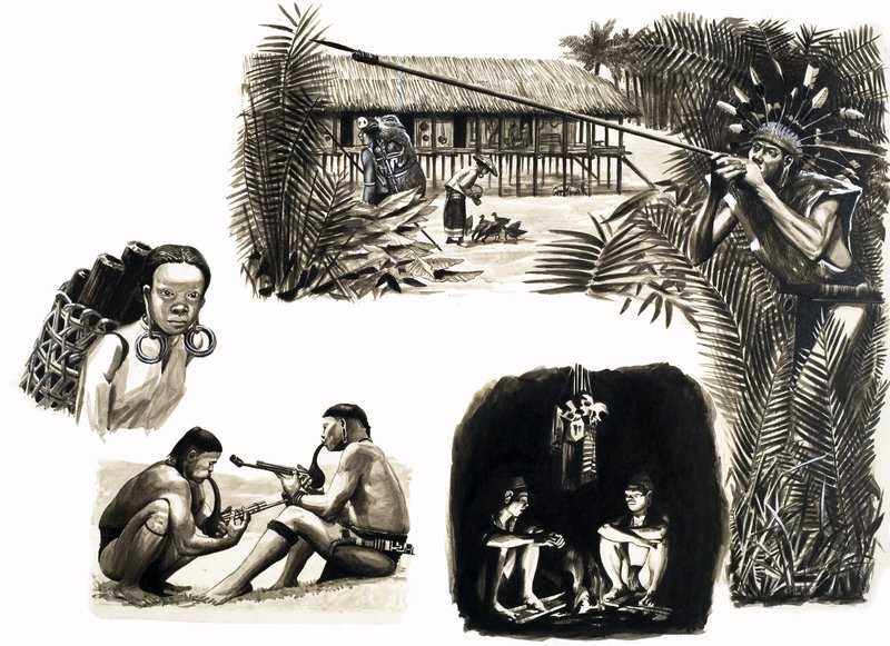 Ancient Peoples of the World: Blowpipe Hunters of Borneo by English School