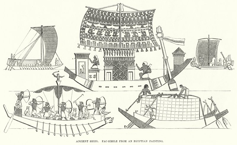 Ancient Ships, Fac-simile from an Egyptian Painting by English School