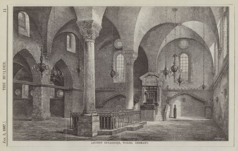 Ancient Synagogue, Worms, Germany (engraving) by English School