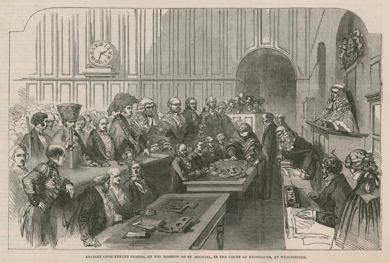 Ancient Civic Tenure Custom, on the Mirror of St Michael, in the Court of Exchequer, at Westminster by English School