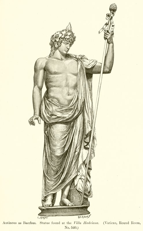 Antinous as Bacchus. Statue found at the Villa Hadriana (Vatican, Round Room, No. 540) by English School
