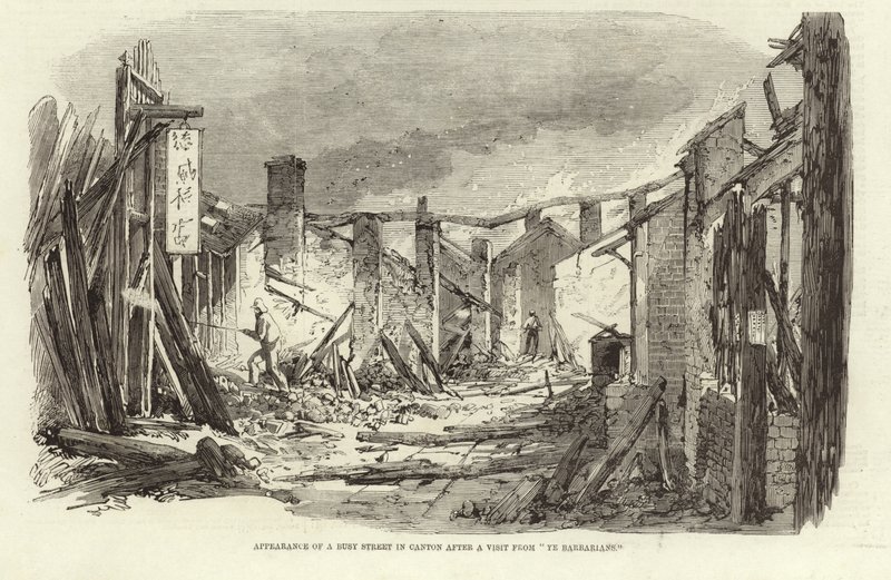 Appearance of a Busy Street After a Visit from Ye Barbarians by English School