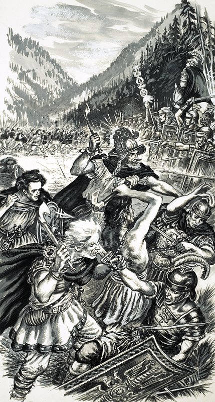Arminius, the German Prince, battling the Romans by English School
