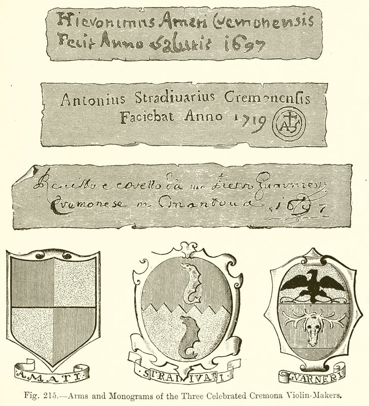 Arms and Monograms of the Three Celebrated Cremona Violin-Makers by English School