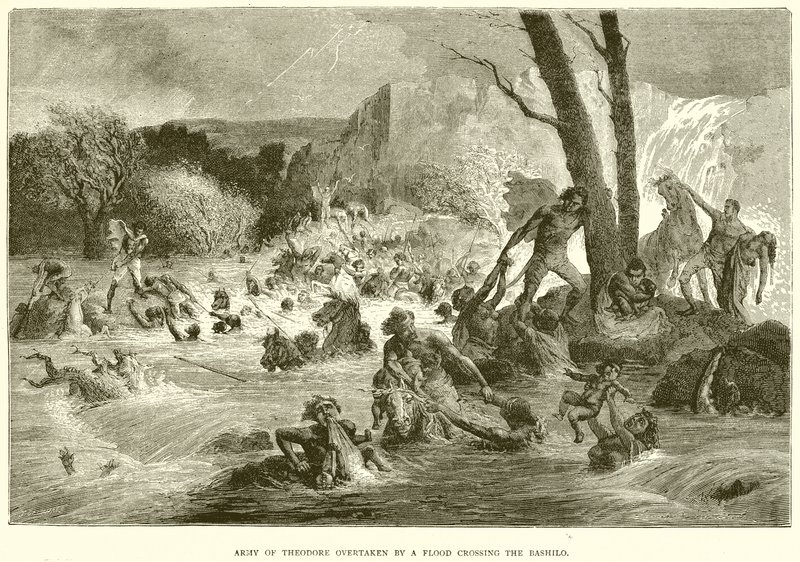 Army of Theodore Overtaken by a Flood Crossing the Bashilo by English School