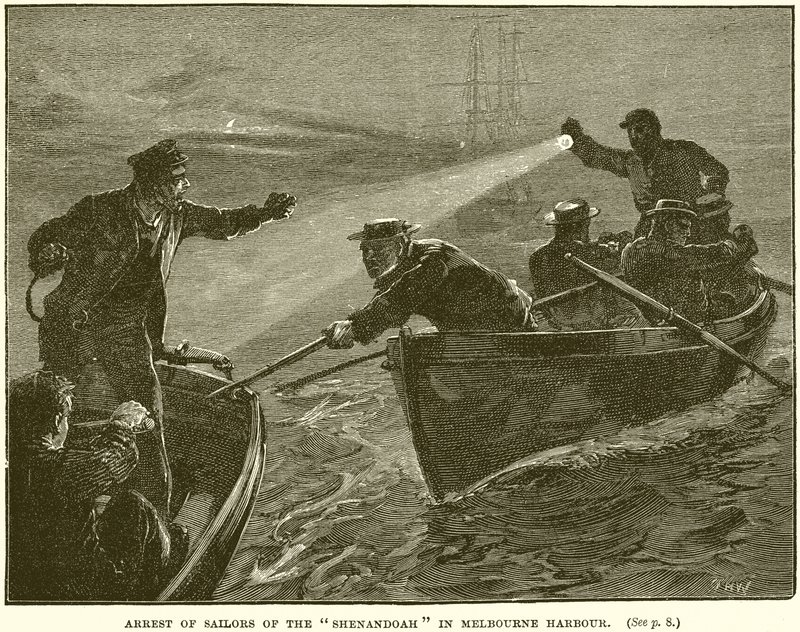 Arrest of Sailors of the Shenandoah in Melbourne Harbour by English School
