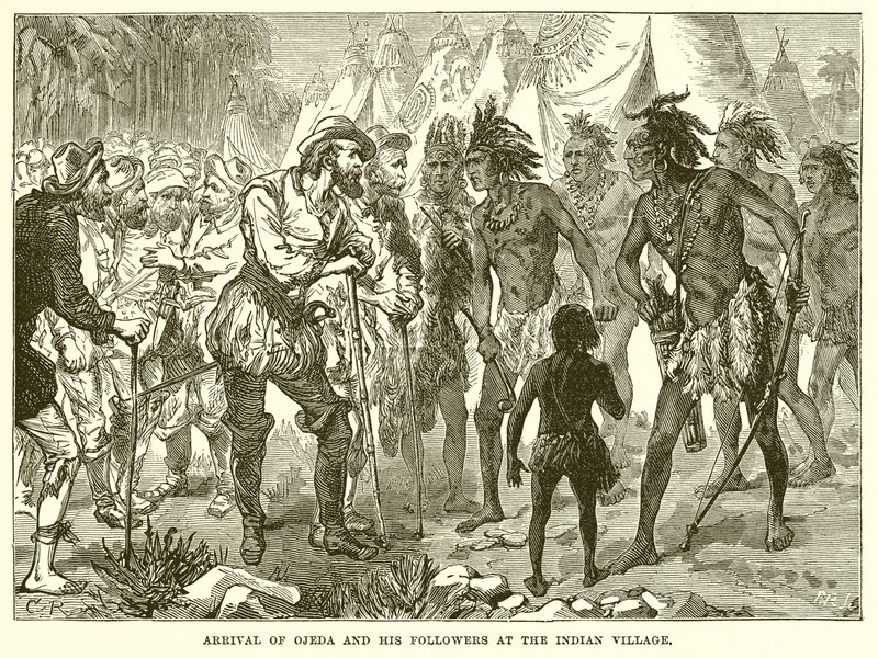Arrival of Ojeda and his Followers at the Indian Village by English School