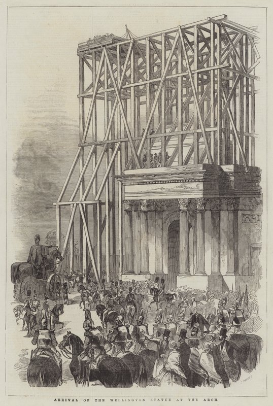 Arrival of the Wellington Statue at the Arch by English School