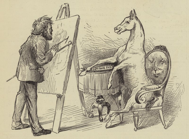 Artist Painting Horse by English School