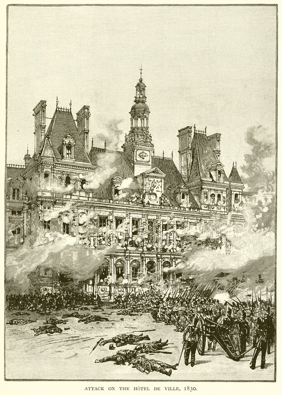 Attack on the Hotel de Ville, 1830 by English School