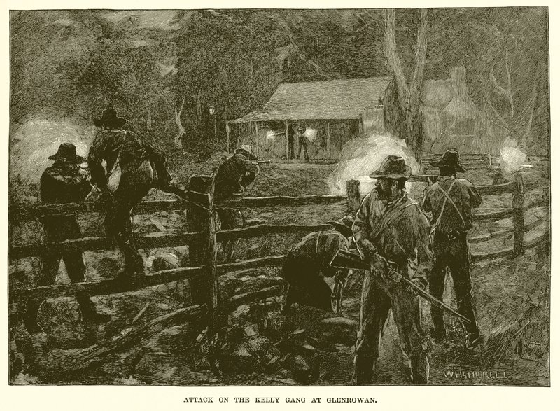 Attack on the Kelly Gang at Glenrowan by English School