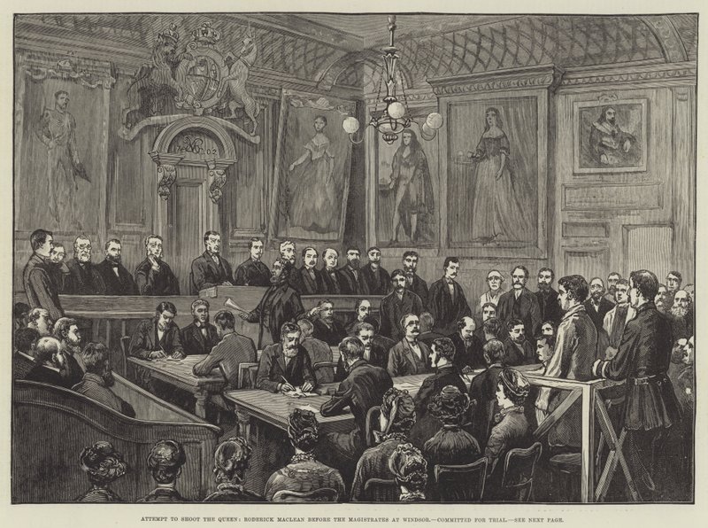 Attempt to Shoot the Queen, Roderick Maclean before the Magistrate at Windsor, Committed for Trial by English School