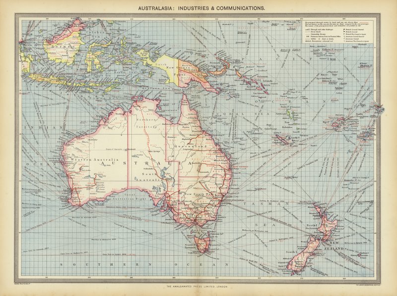Australasia, Industries and Communications by English School