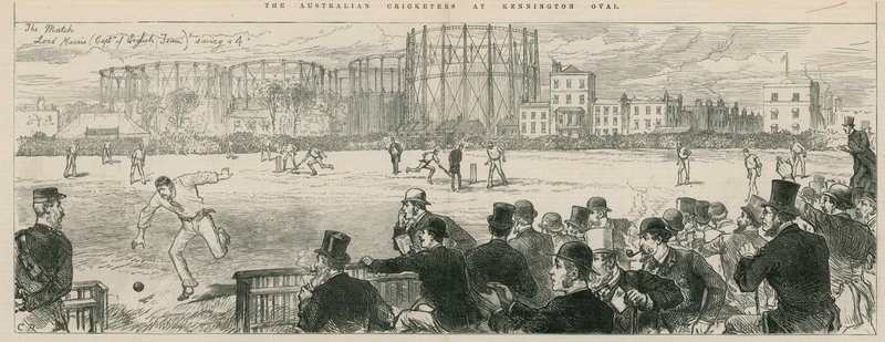 Australian Cricketers at Kennington Oval: Lord Harris saving a 4 by English School