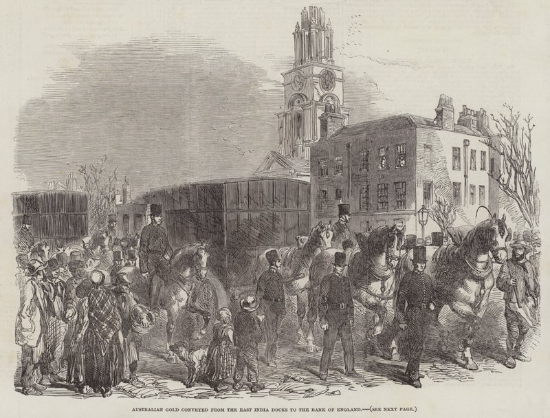 Australian Gold conveyed from the East India Docks to the Bank of England by English School