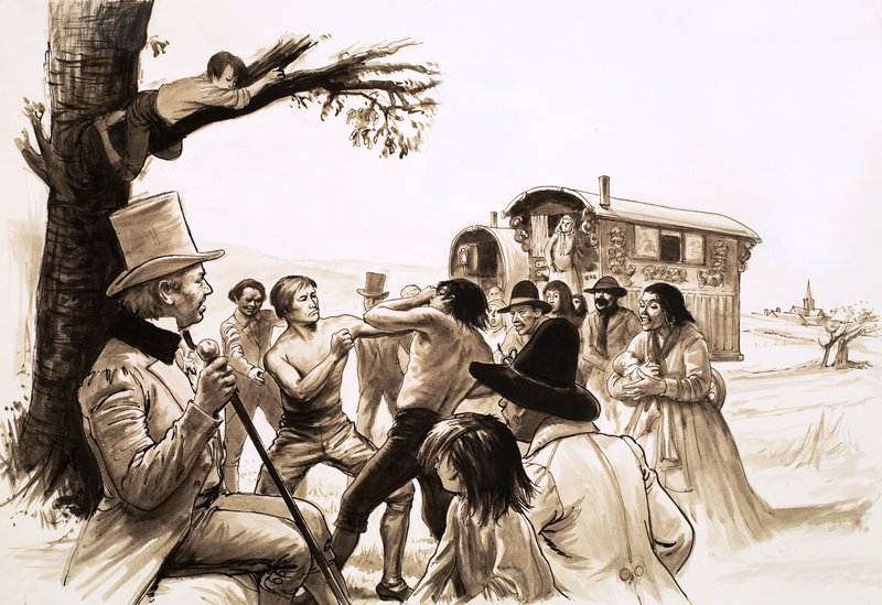 Author George Borrow watches a boxing match by English School