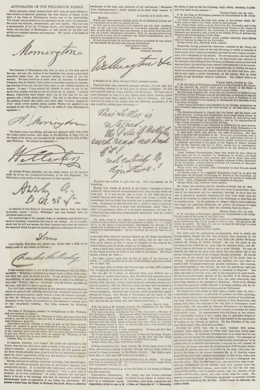 Autographs of the Wellington Family by English School
