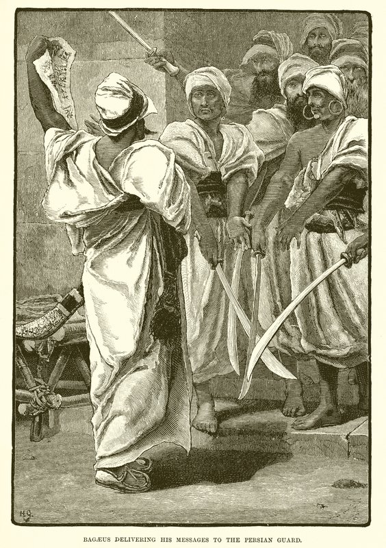 Bagaeus Delivering His Messages to the Persian Guard by English School