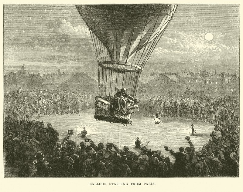 Balloon starting from Paris, September 1870 by English School