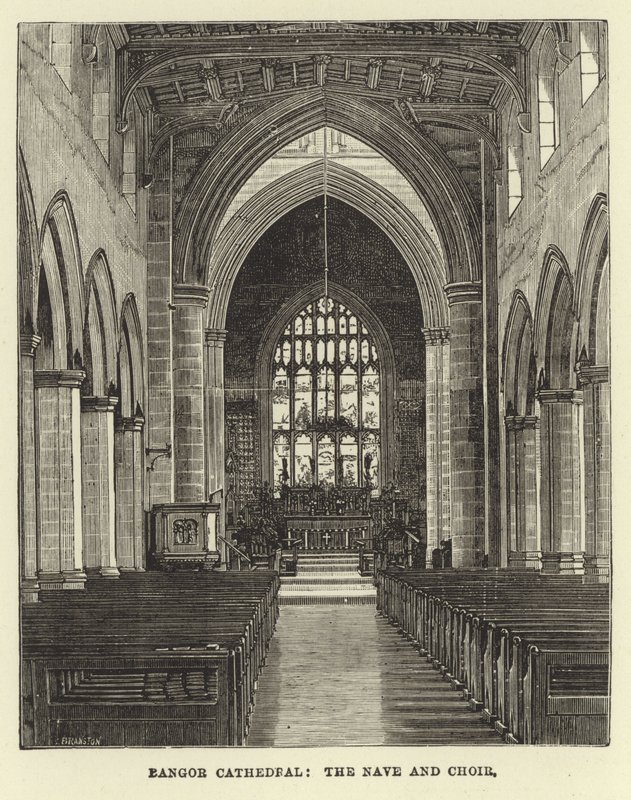 Bangor Cathedral, the Nave and Choir by English School