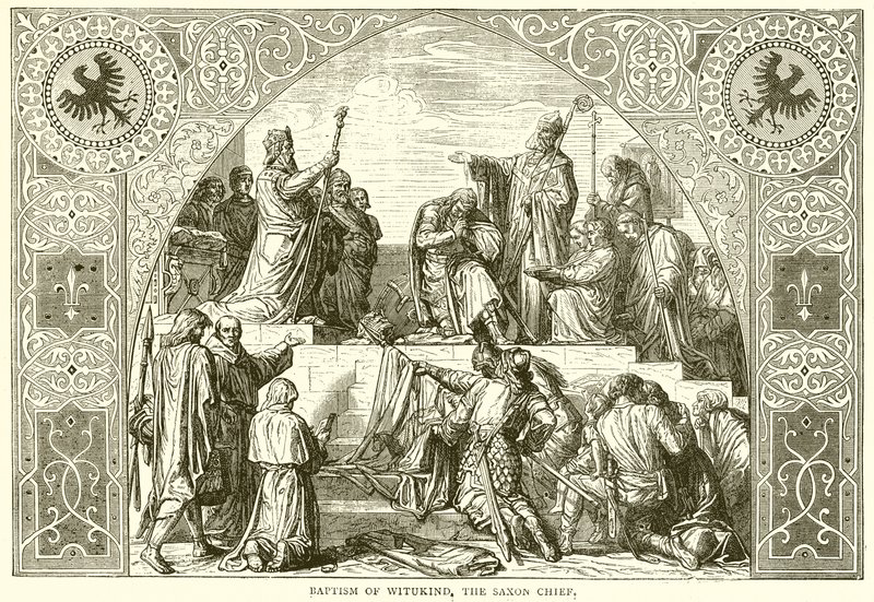 Baptism of Witukind, the Saxon Chief by English School