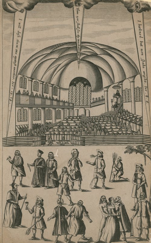Baptist meeting in church, and blind man
