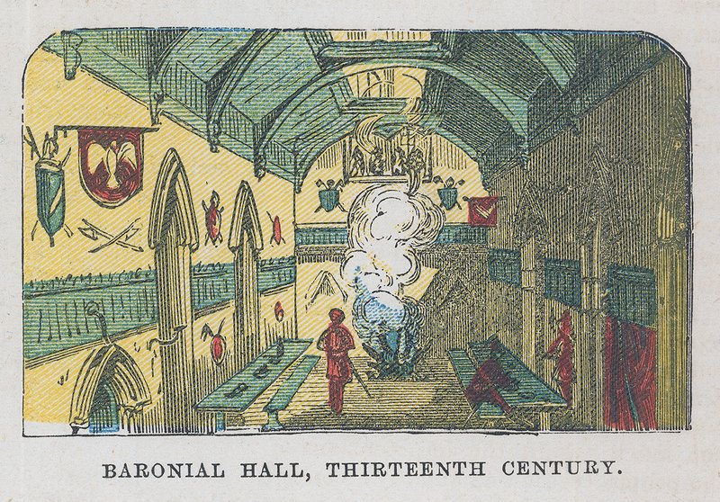 Baronial hall, 13th century by English School