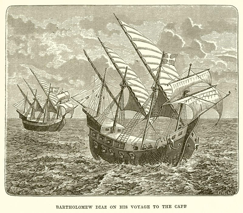 Bartholomew Diaz on his Voyage to the Cape by English School