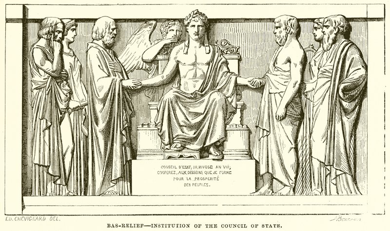 Bas-Relief--Institution of the Council of State by English School