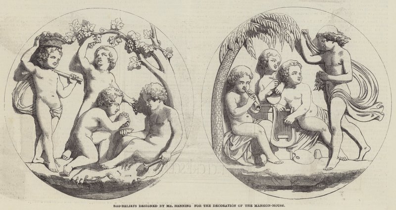 Bas-Reliefs designed by Mr Henning for the Decoration of the Mansion-House by English School