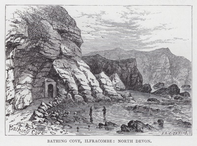 Bathing Cove, Ilfracombe, North Devon (engraving) by English School
