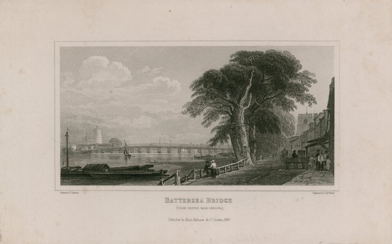 Battersea Bridge, from Cheyne Walk Chelsea by English School