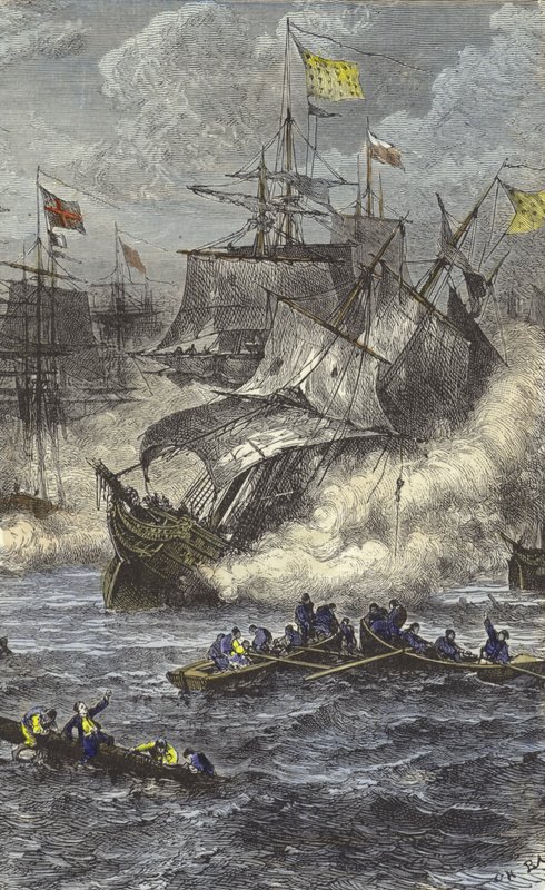 Battle of La Hogue, 1692 by English School
