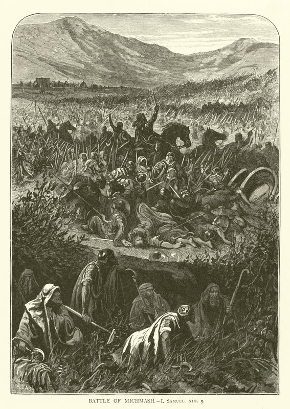 Battle of Michmash, I, Samuel, XIII, 5 by English School