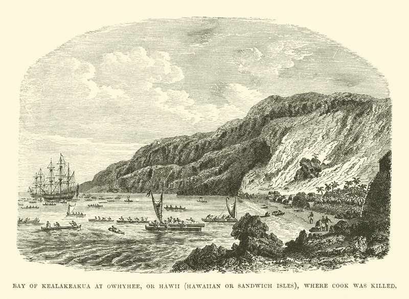 Bay of Kealakeakua at Owhyhee, or Hawaii, Hawaiian or Sandwich Isles, Where Cook Was Killed by English School