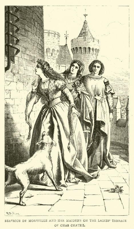 Beatrice de Moreville and Her Maidens on the Ladies Terrace of Chas Chateil by English School