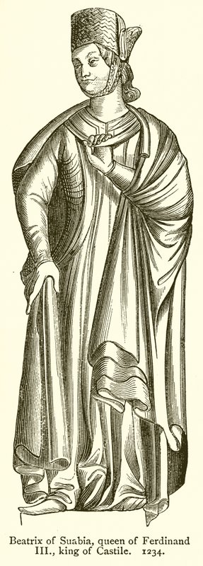 Beatrix of Swabia, Queen of Ferdinand III, King of Castile. 1234 by English School