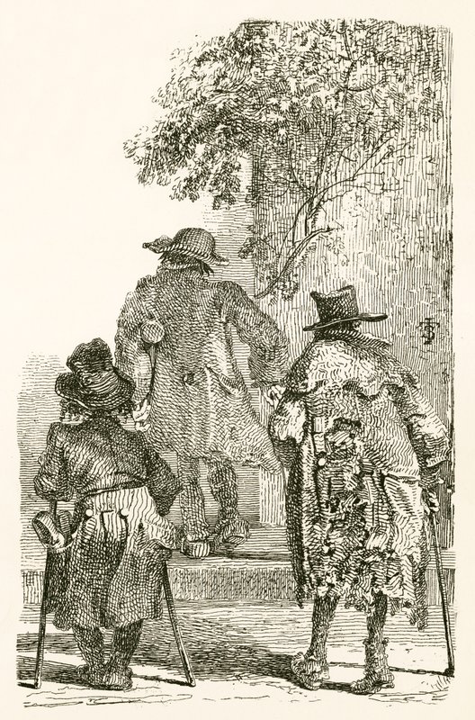 Beggars Leaving Town for Their Workhouse by English School