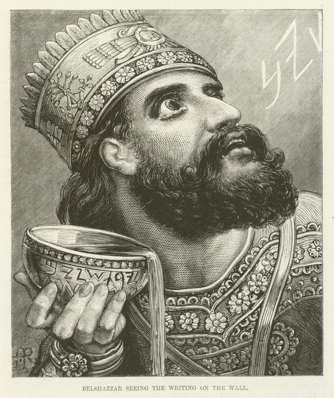 Belshazzar Seeing the Writing on the Wall by English School