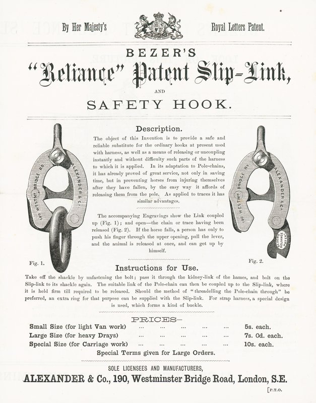 Bezers Reliance Patent Slip-Link and Safety Hook by English School