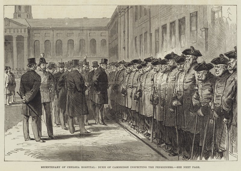 Bicentenary of Chelsea Hospital, Duke of Cambridge inspecting the Pensioners by English School