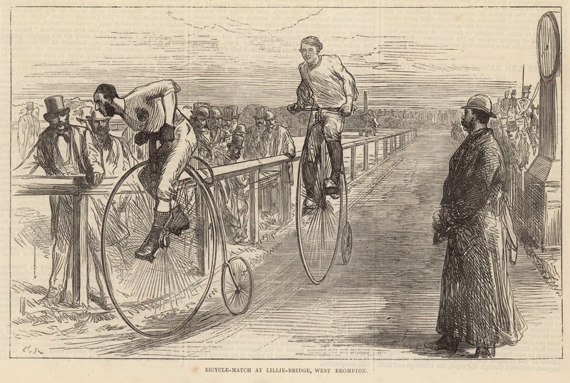 Bicycle Match at Lillie Bridge, West Brompton by English School