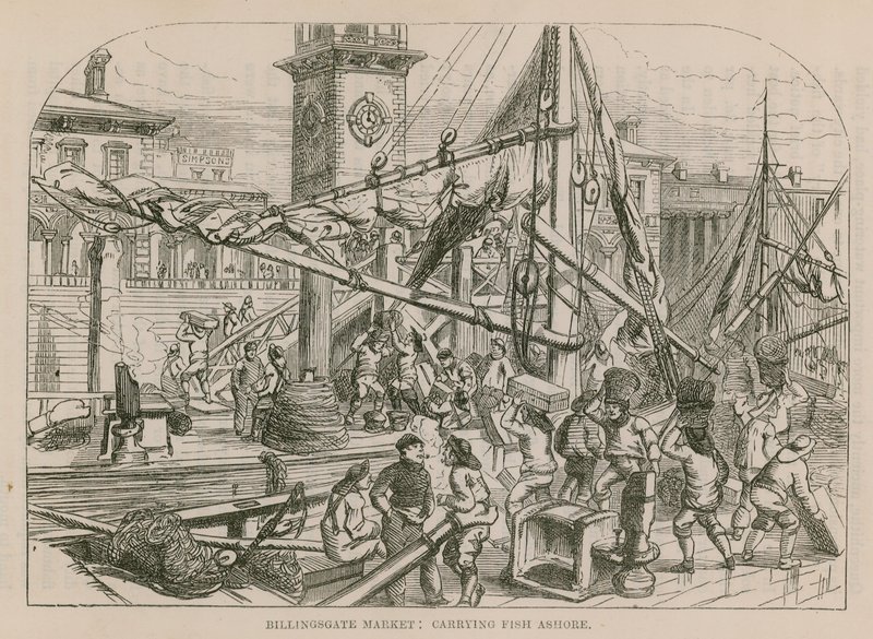 Billingsgate Market, Carrying Fish Ashore by English School