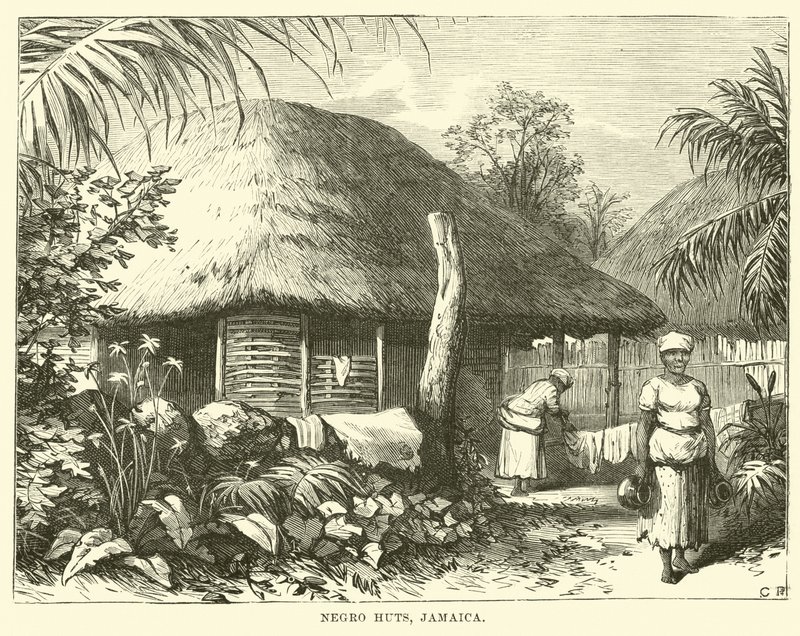 Black Huts, Jamaica by English School