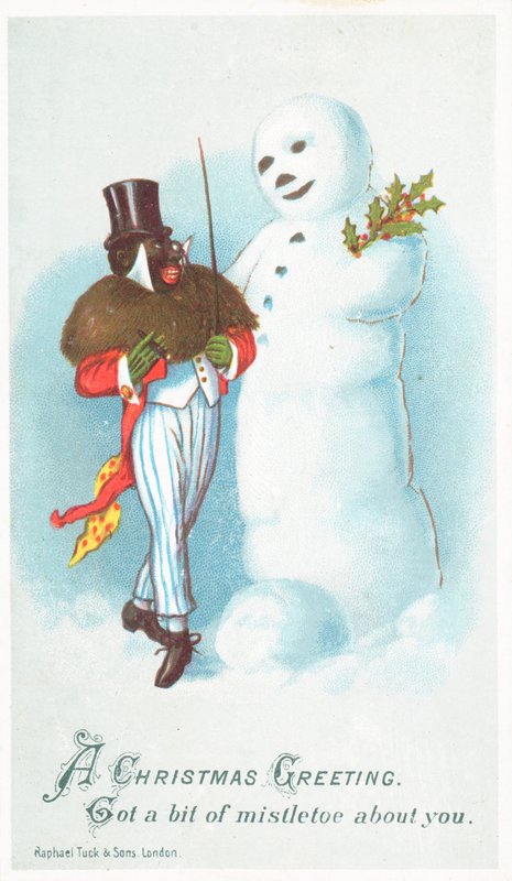 Black man talking to Snowman by English School