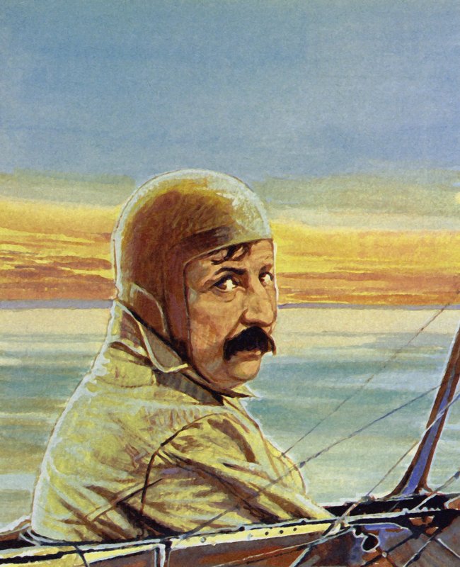 Blériot had to keep the plane flying in a straight line by English School