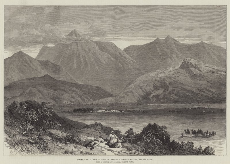Bodeen Peak, and Village of Madzai, Khoorum Valley, Afghanistan by English School